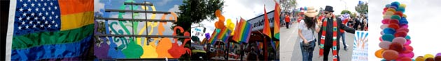 same-sex rainbow flags and balloons